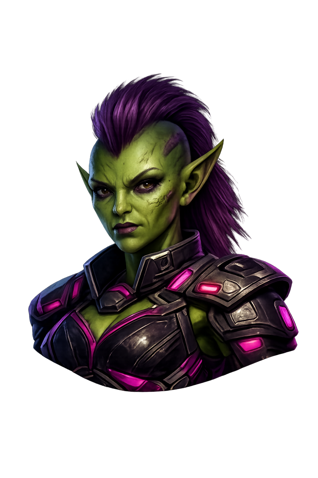 Orks - Kriegerin mit violetten Augen