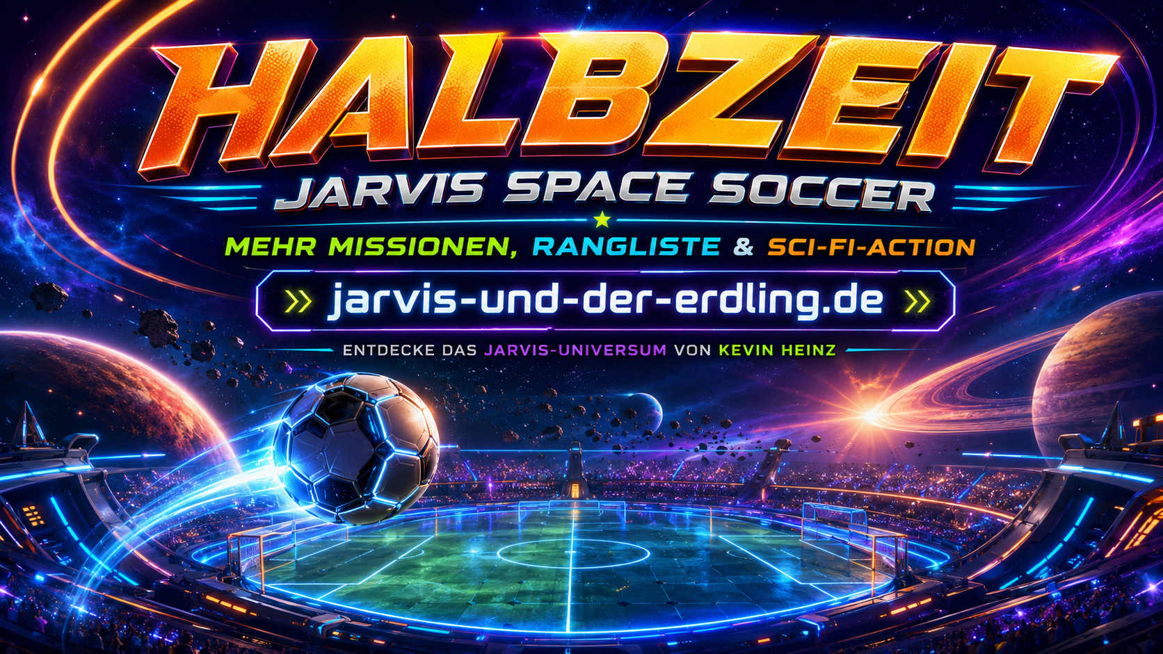Halbzeit-Banner für Mission WM - Jarvis Space Soccer